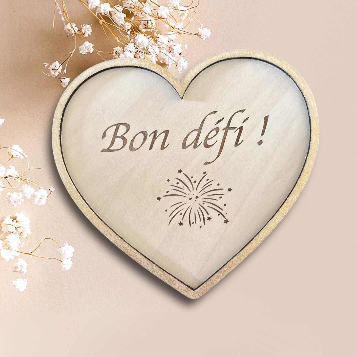 Faire-part puzzle CŒUR en bois Parrain / Marraine