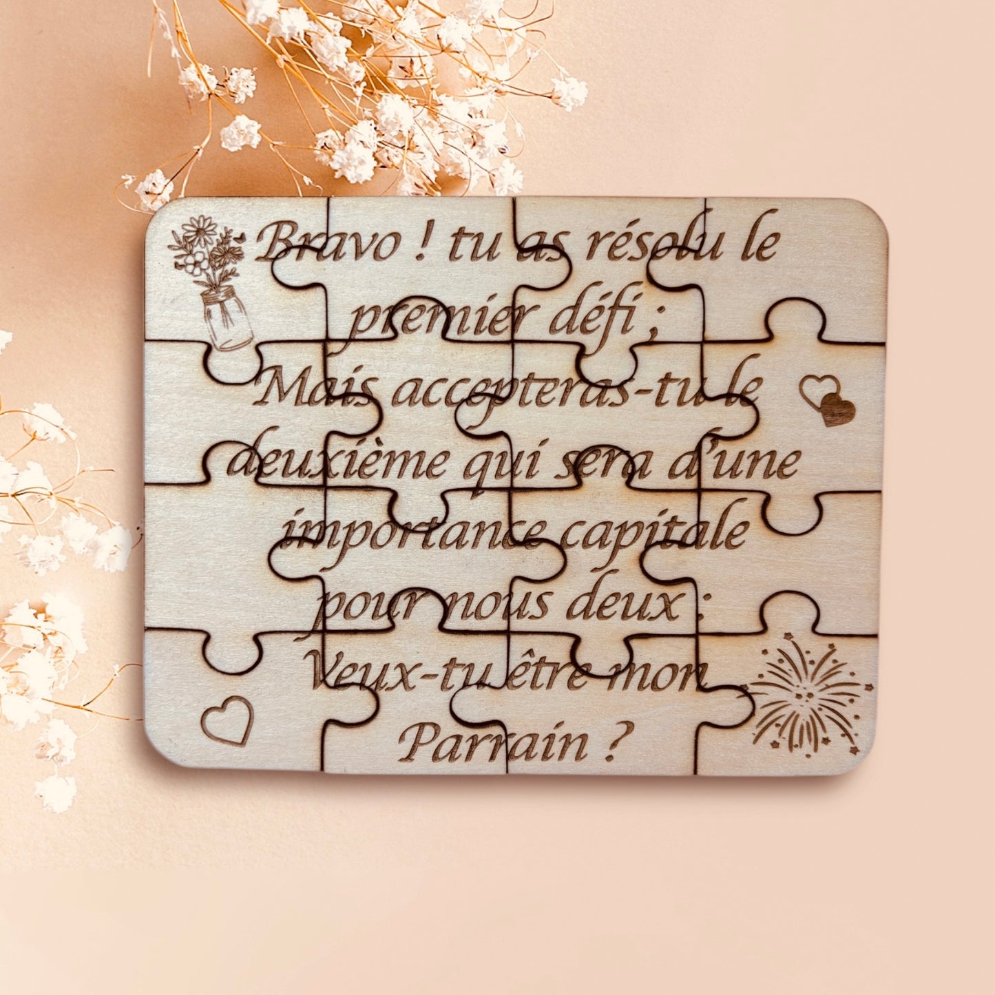 Faire-part puzzle Parrain / Marraine